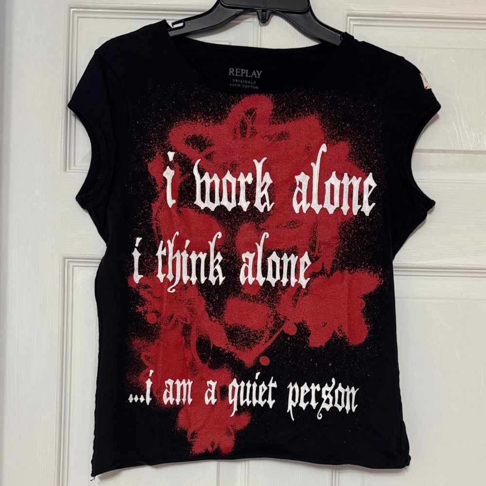 Replay Black Tee with Red Graphic